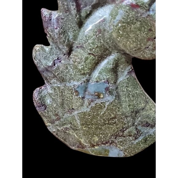 Dragon Blood Unicorn Figurine Detail Carved Gemstone Healing  Head Green Purple - Picture 4 of 16